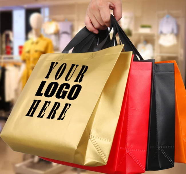 100pcs Custom Printed Non Woven Tote Bags for Shopping Bag, Buckle Wholesale Grocery Bags, Laminated Polypropylene bags