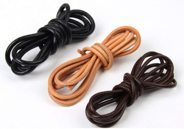 2m/lot 2 3 4 5 6 8 mm Round Flat Genuine Cow Leather Cord Bracelet